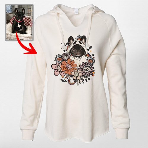 Pawarts | Customized Flora Vintage Dog Ghost Cali Wave Hoodie [Unique Halloween Gift] - Pawarts