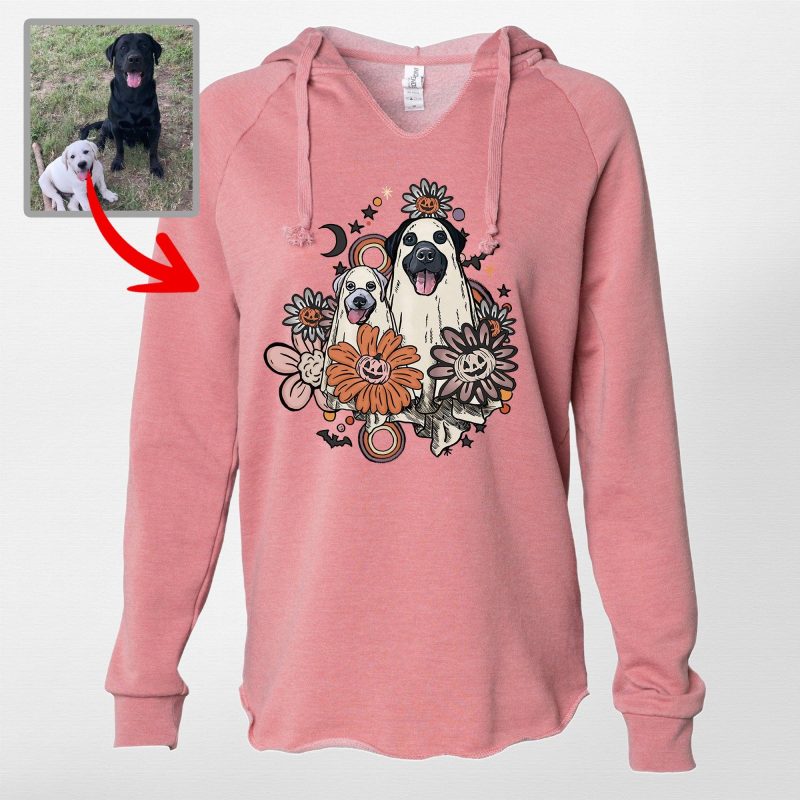 Pawarts | Customized Flora Vintage Dog Ghost Cali Wave Hoodie [Unique Halloween Gift] - Pawarts