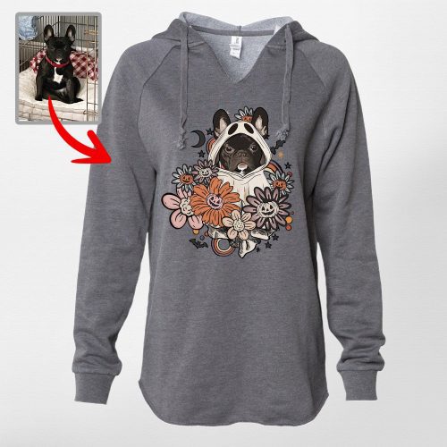 Pawarts | Customized Flora Vintage Dog Ghost Cali Wave Hoodie [Unique Halloween Gift] - Pawarts