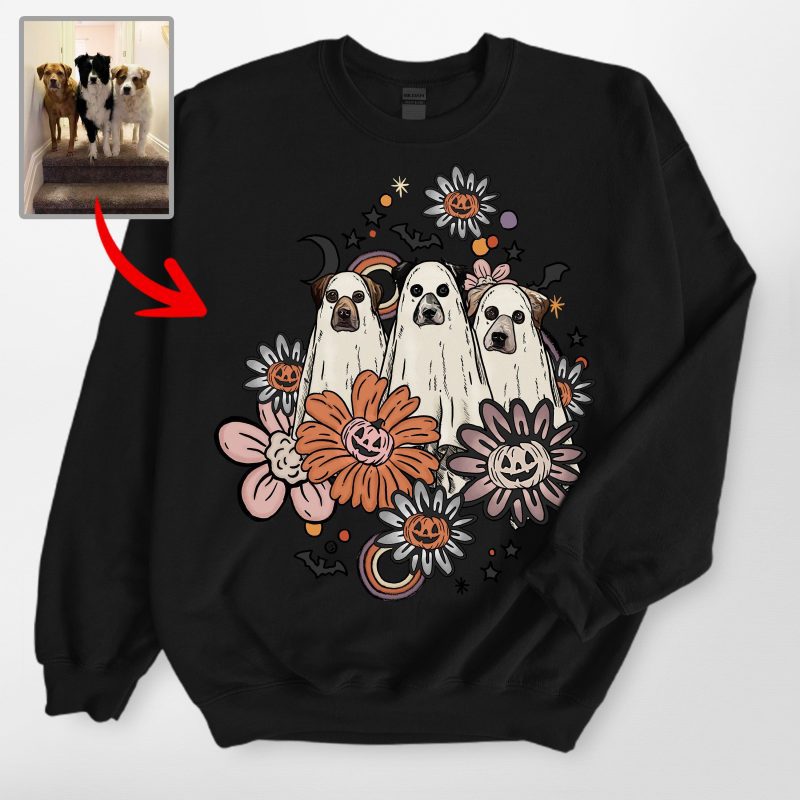 Customized Flora Vintage Dog Ghost Sweatshirt - Pawarts