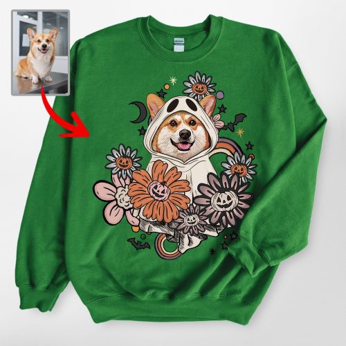 Customized Flora Vintage Dog Ghost Sweatshirt - Pawarts