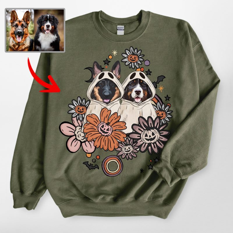 Customized Flora Vintage Dog Ghost Sweatshirt - Pawarts