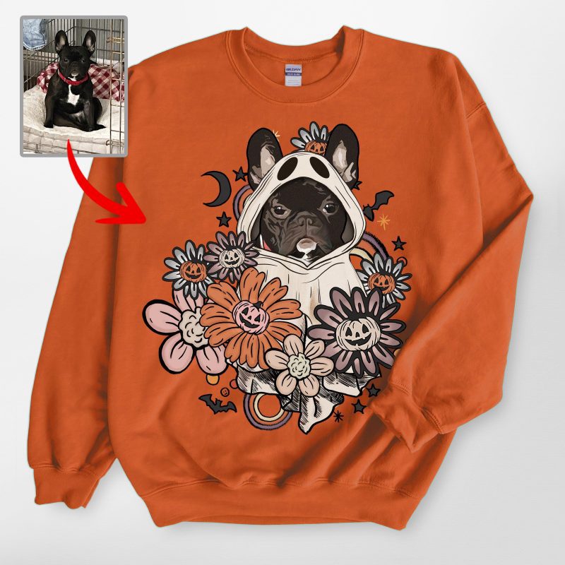 Customized Flora Vintage Dog Ghost Sweatshirt - Pawarts