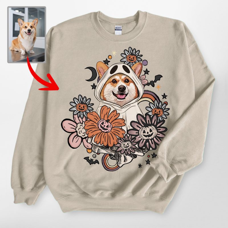 Customized Flora Vintage Dog Ghost Sweatshirt - Pawarts