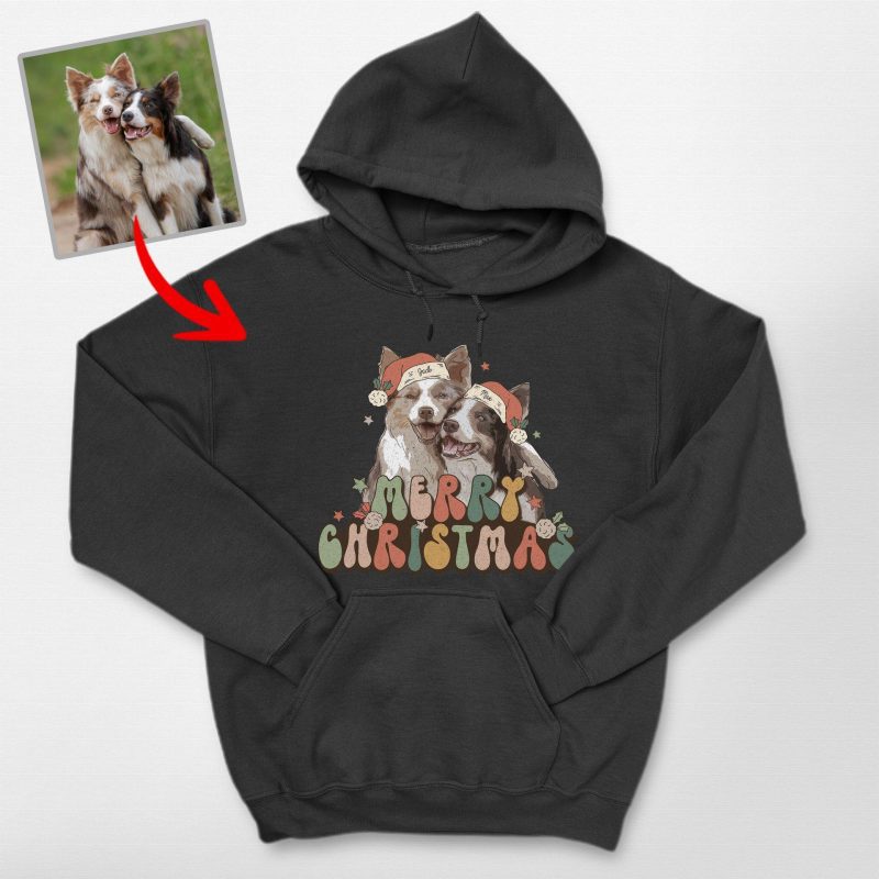 Merry Christmas Custom Dog Photo Hoodie for Dog Lovers - Pawarts