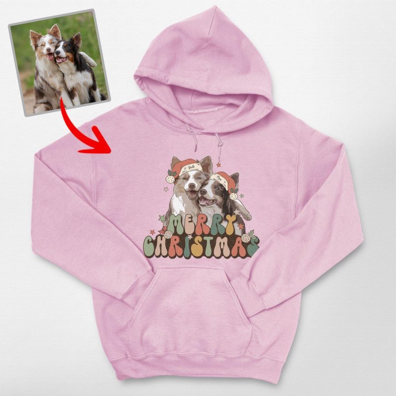 Merry Christmas Custom Dog Photo Hoodie for Dog Lovers - Pawarts