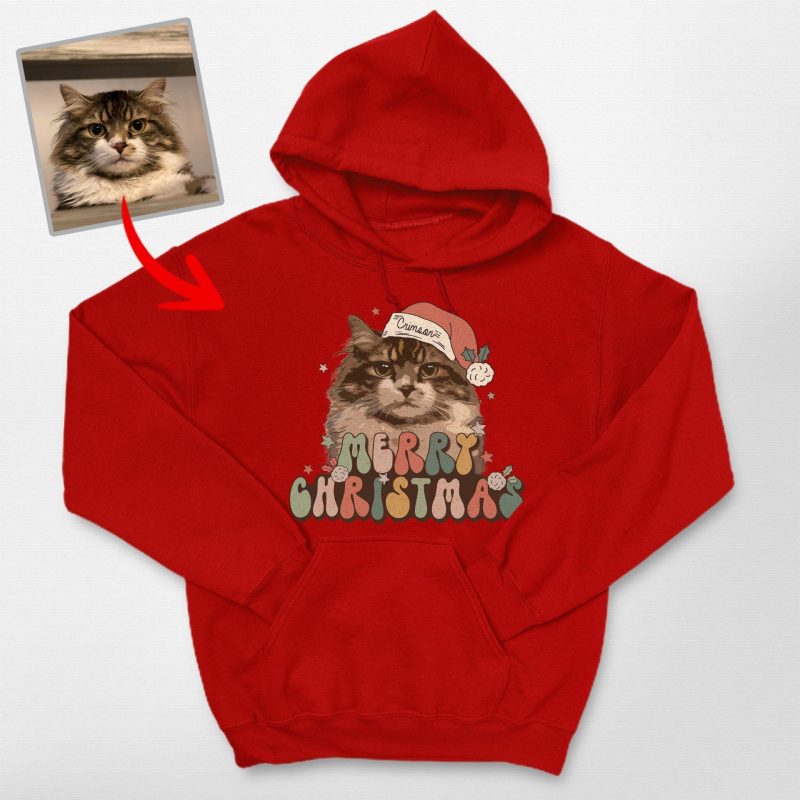 Merry Christmas Custom Dog Photo Hoodie for Dog Lovers - Pawarts