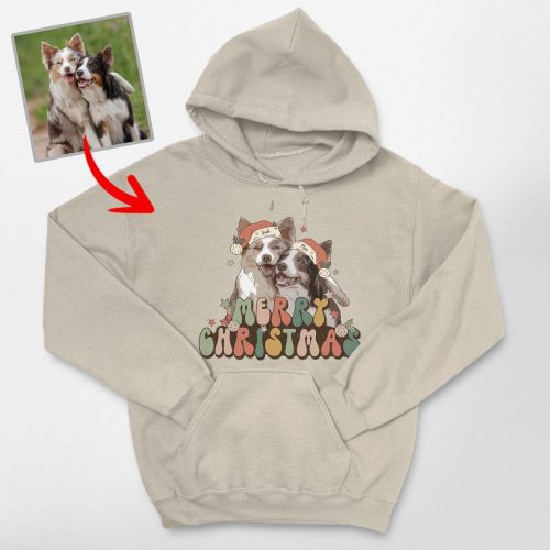 Merry Christmas Custom Dog Photo Hoodie for Dog Lovers - Pawarts