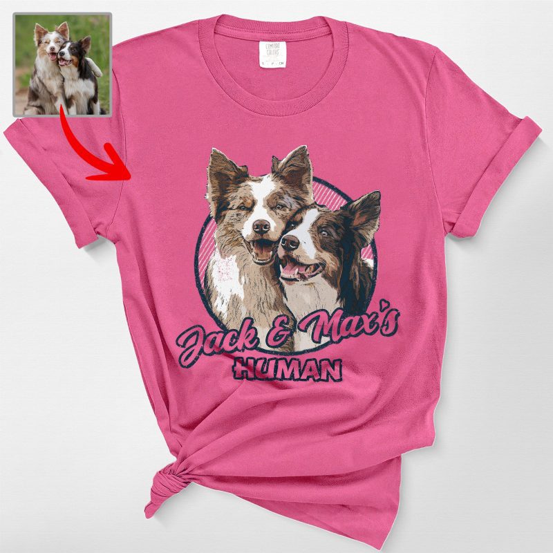 Vintage Graphic Custom Dog Portrait Comfort Colors Tee for Dog Lovers - Pawarts