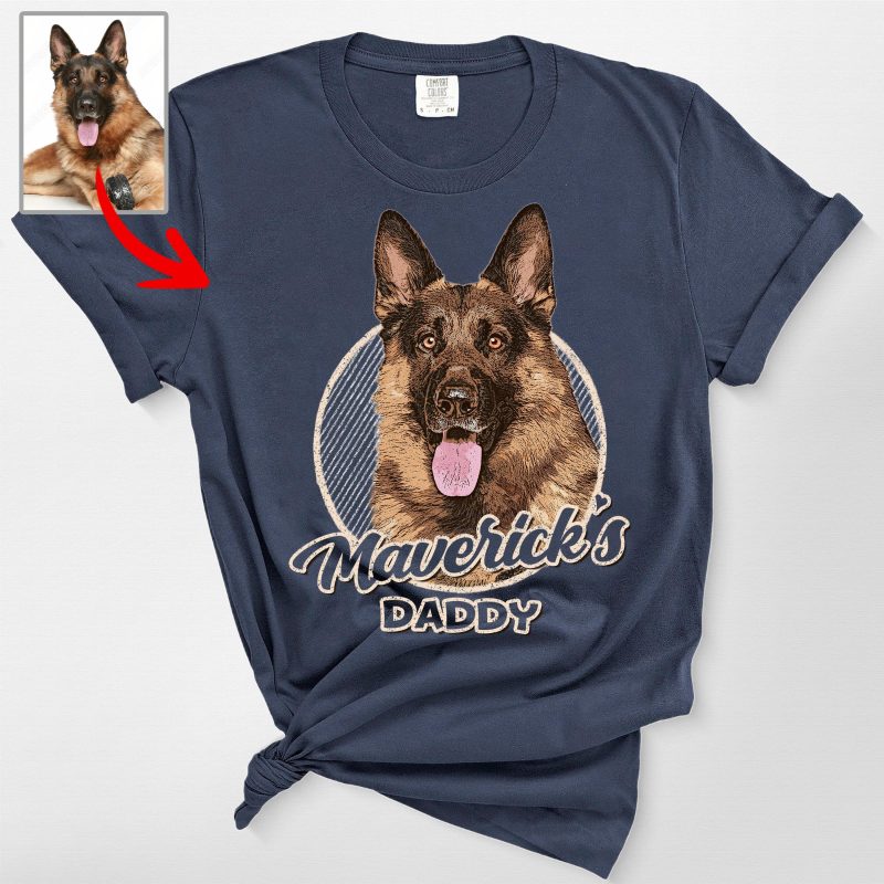 Vintage Graphic Custom Dog Portrait Comfort Colors Tee for Dog Lovers - Pawarts