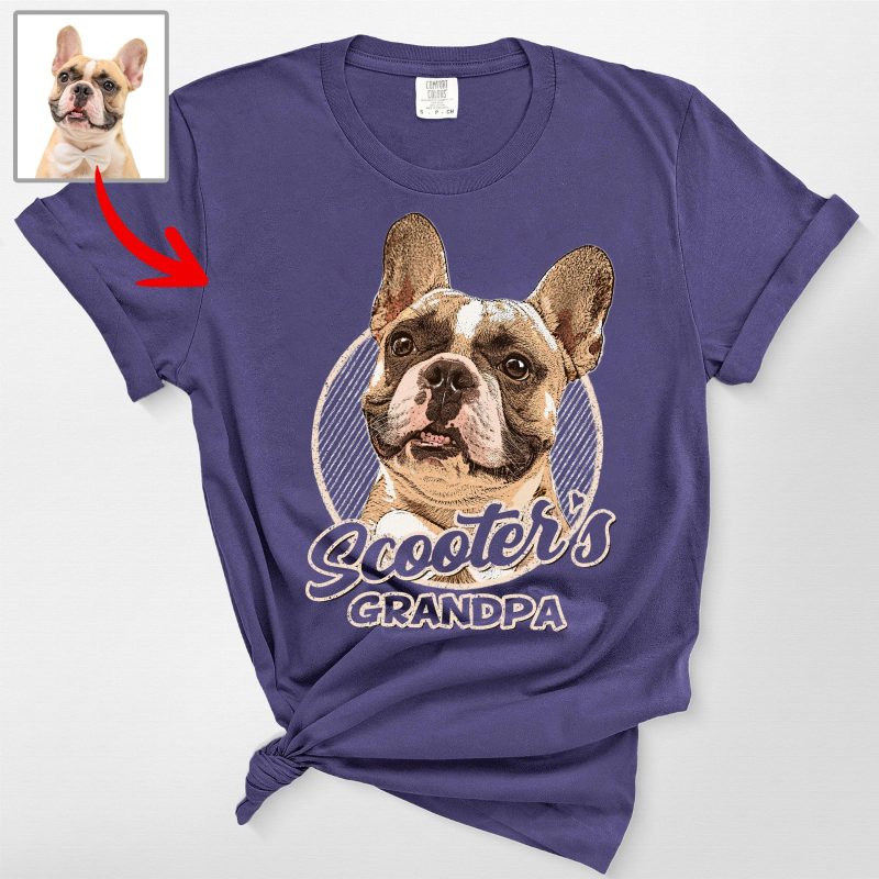 Vintage Graphic Custom Dog Portrait Comfort Colors Tee for Dog Lovers - Pawarts