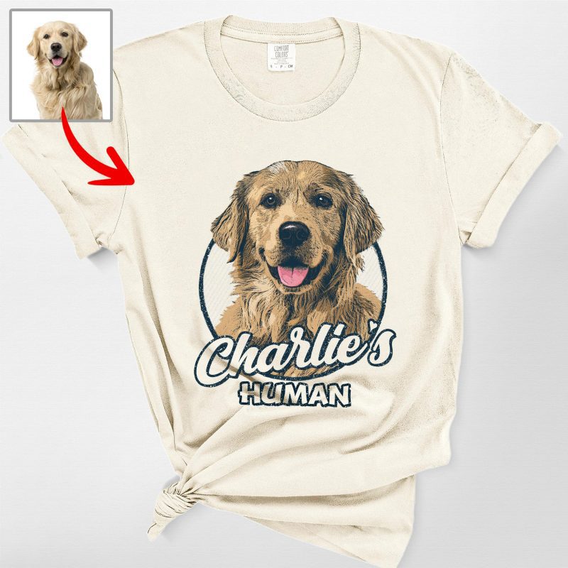 Vintage Graphic Custom Dog Portrait Comfort Colors Tee for Dog Lovers - Pawarts