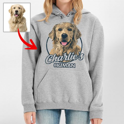 Color Vintage Custom Dog Portrait Gildan Hoodie Gift for Dog Moms - Pawarts