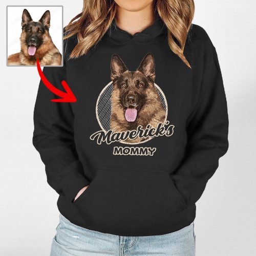 Color Vintage Custom Dog Portrait Gildan Hoodie Gift for Dog Moms - Pawarts