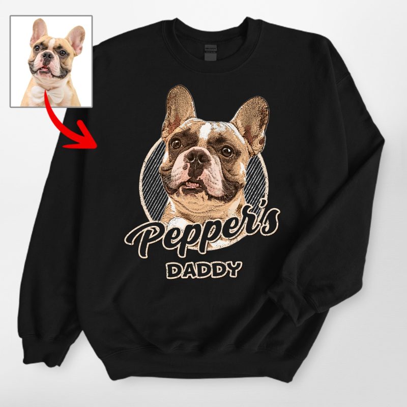 Vintage Style Custom Dog Portrait Gildan Sweatshirt Gift for Dog Lovers - Pawarts