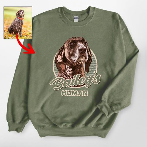 Vintage Style Custom Dog Portrait Gildan Sweatshirt Gift for Dog Lovers - Pawarts