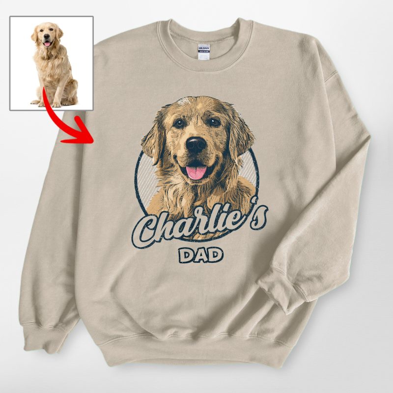 Vintage Style Custom Dog Portrait Gildan Sweatshirt Gift for Dog Lovers - Pawarts