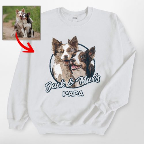 Vintage Style Custom Dog Portrait Gildan Sweatshirt Gift for Dog Lovers - Pawarts