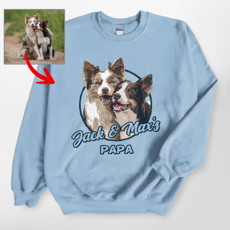 Vintage Style Custom Dog Portrait Gildan Sweatshirt Gift for Dog Lovers - Pawarts