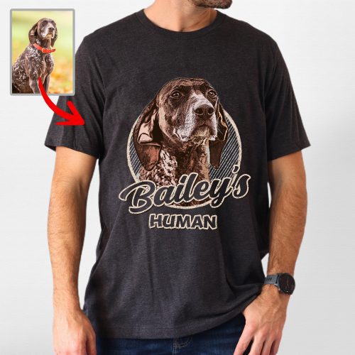 Vintage Art Custom Dog Portrait Crewneck Bella Canvas Tee Gift for Dog Dads - Pawarts