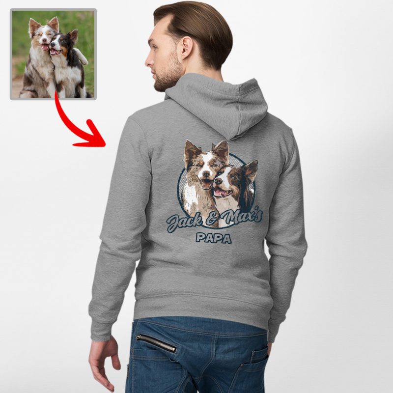 Custom Dog Painting Zip Up Hoodie - Thoughtful Gift for Dog Dads - Pawarts