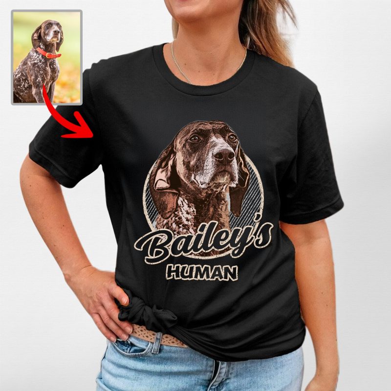 Corlor Sketch Custom Dog Portrait Gift Bella Canvas Tee for Dog Moms and Mamas - Pawarts