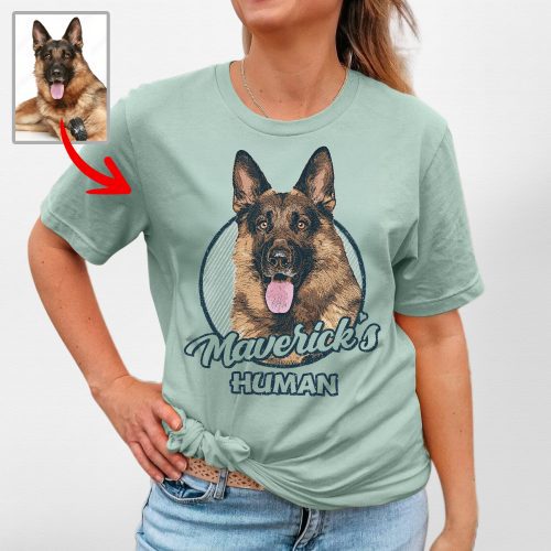 Corlor Sketch Custom Dog Portrait Gift Bella Canvas Tee for Dog Moms and Mamas - Pawarts