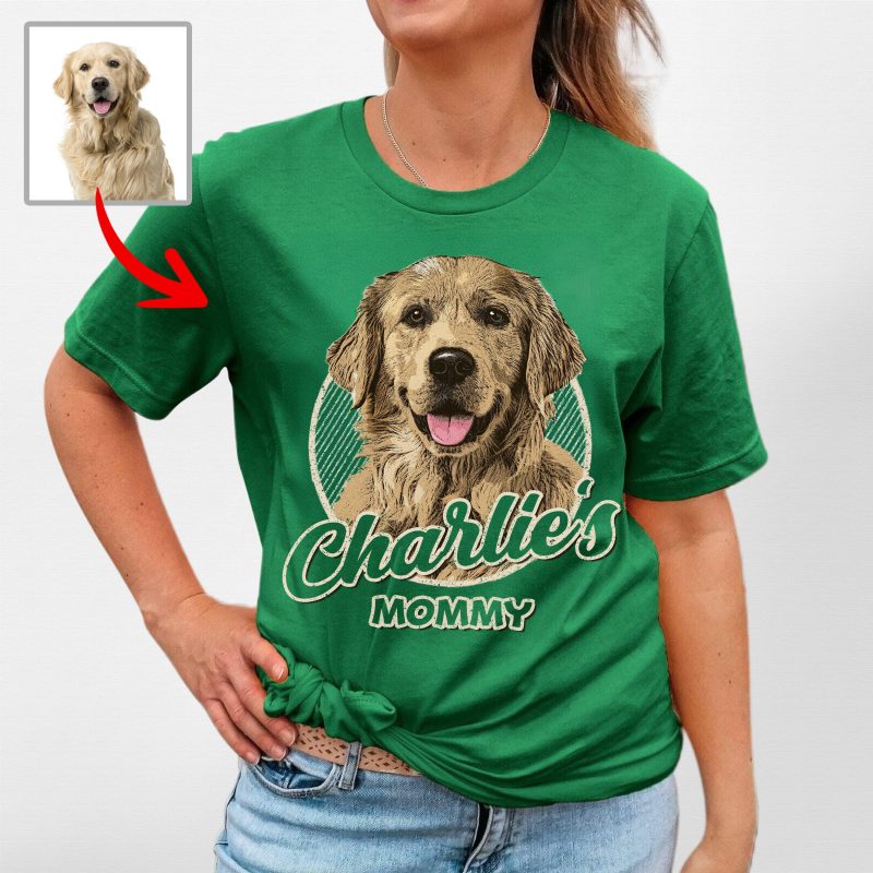 Corlor Sketch Custom Dog Portrait Gift Bella Canvas Tee for Dog Moms and Mamas - Pawarts