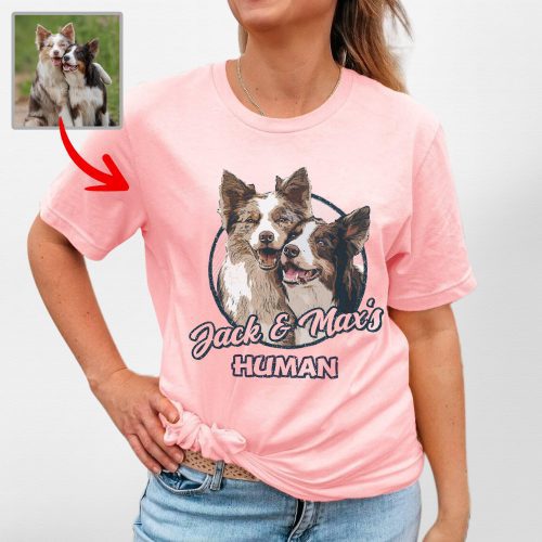 Corlor Sketch Custom Dog Portrait Gift Bella Canvas Tee for Dog Moms and Mamas - Pawarts