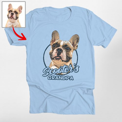 Colorful Sketch Custom Dog Photo Vintage Style Bella Canvas Shirt for Dog Lovers - Pawarts