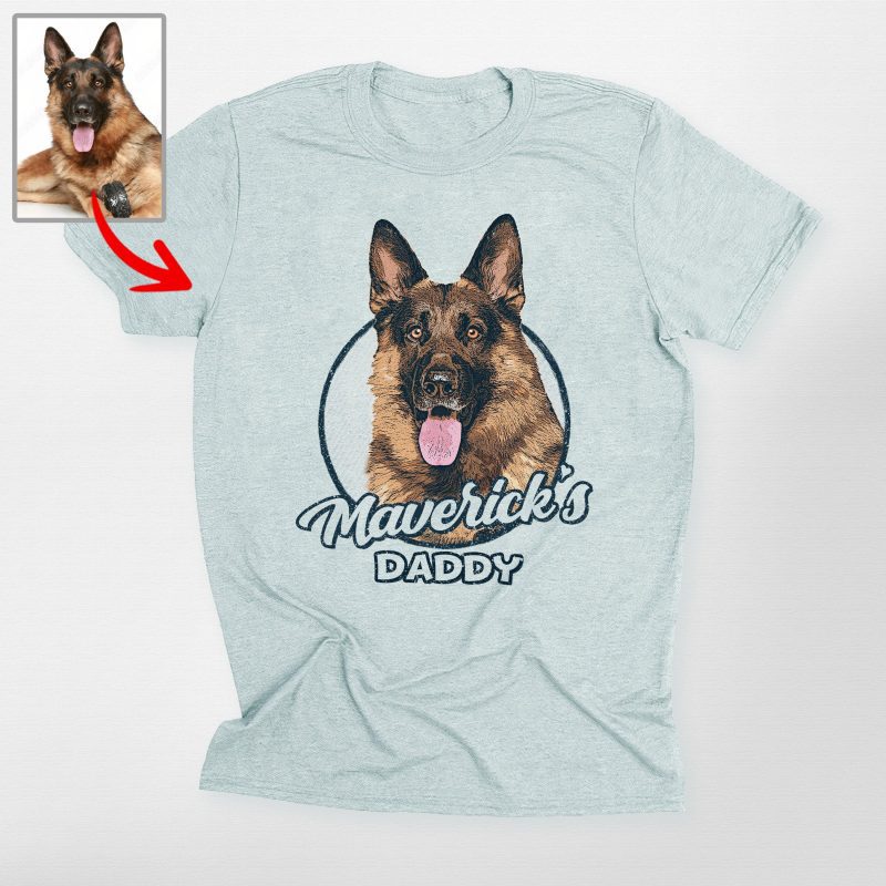 Colorful Sketch Custom Dog Photo Vintage Style Bella Canvas Shirt for Dog Lovers - Pawarts