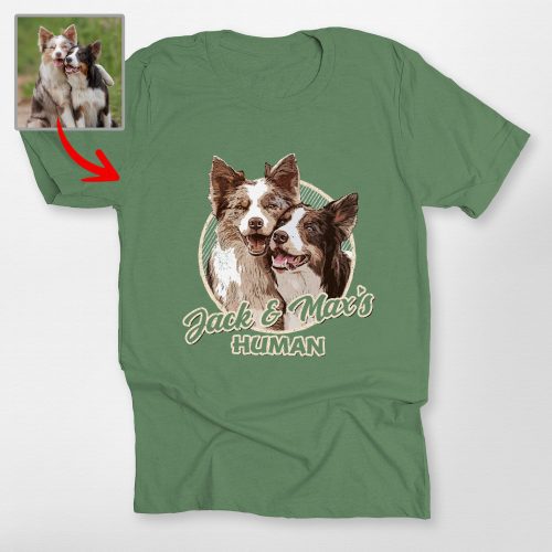 Colorful Sketch Custom Dog Photo Vintage Style Bella Canvas Shirt for Dog Lovers - Pawarts