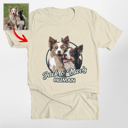 Colorful Sketch Custom Dog Photo Vintage Style Bella Canvas Shirt for Dog Lovers - Pawarts