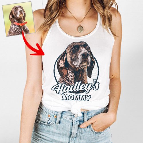 Colorful Dog Art Custom Dog Portrait Vintage Style Racerback Tank for Dog Moms - Pawarts