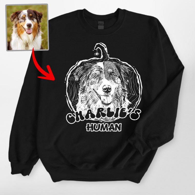 Custom Dog Face in Pumpkin Gildan Sweatshirt for Dog Lovers - Pawarts