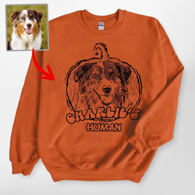 Custom Dog Face in Pumpkin Gildan Sweatshirt for Dog Lovers - Pawarts