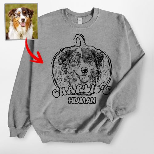 Custom Dog Face in Pumpkin Gildan Sweatshirt for Dog Lovers - Pawarts