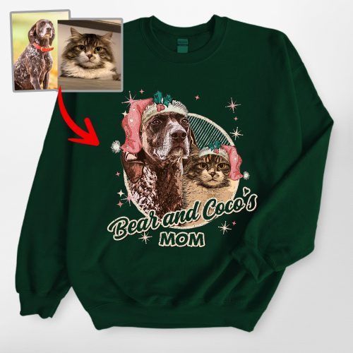 Santa Paw Custom Dog Photo Christmas Sweatshirt with Xmas Vibe for Dog Lovers - Pawarts