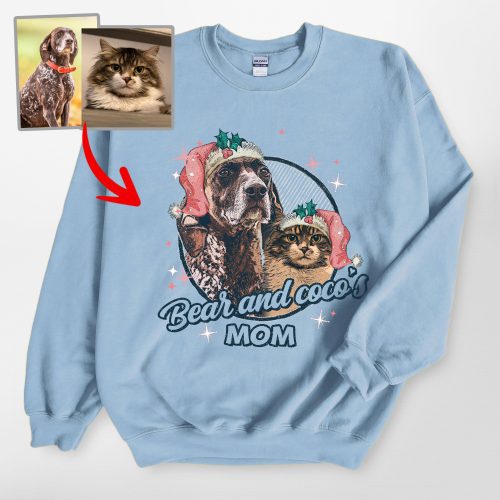 Santa Paw Custom Dog Photo Christmas Sweatshirt with Xmas Vibe for Dog Lovers - Pawarts