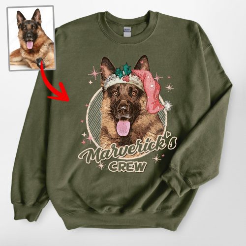 Santa Paw Custom Dog Photo Christmas Sweatshirt with Xmas Vibe for Dog Lovers - Pawarts