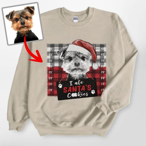 Funny Dog Mugshot Sweatshirt - Custom Dog Photo, Christmas Party Gift - Pawarts