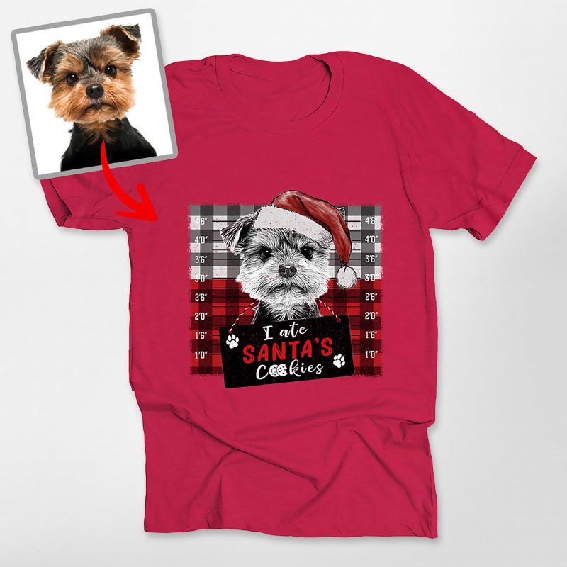 Christmas Custom Dog Portrait Bella Canvas T-Shirt Gift for Dog Lovers - Pawarts