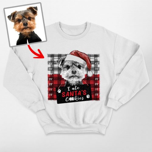 Funny Dog Mugshot Sweatshirt - Custom Dog Photo, Christmas Party Gift - Pawarts