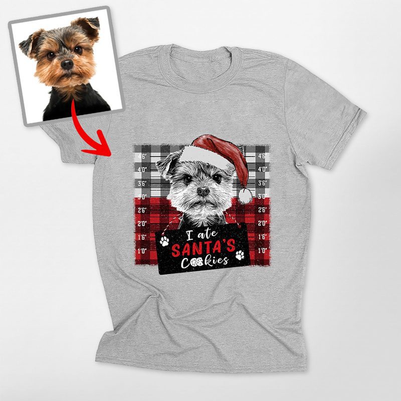 Christmas Custom Dog Portrait Bella Canvas T-Shirt Gift for Dog Lovers - Pawarts