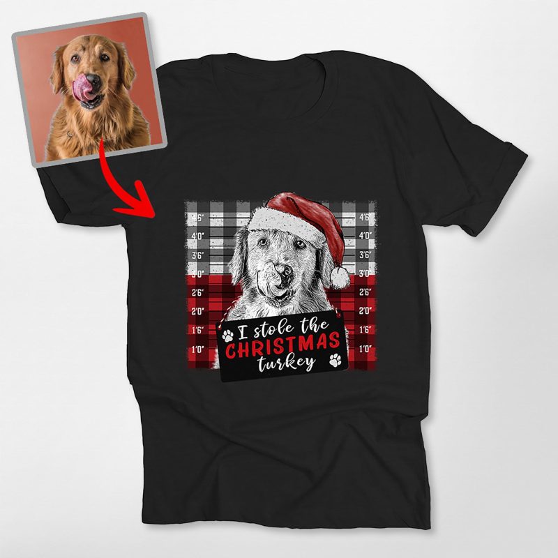 Christmas Custom Dog Portrait Bella Canvas T-Shirt Gift for Dog Lovers - Pawarts