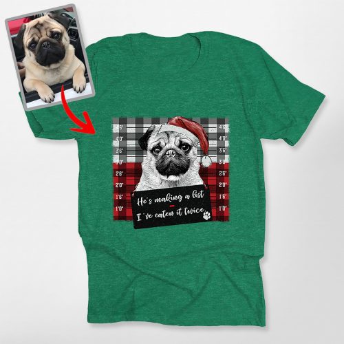 Christmas Custom Dog Portrait Bella Canvas T-Shirt Gift for Dog Lovers - Pawarts