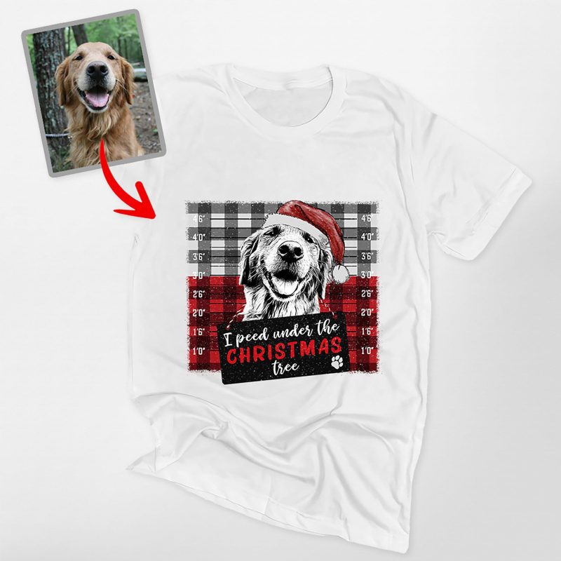 Christmas Custom Dog Portrait Bella Canvas T-Shirt Gift for Dog Lovers - Pawarts