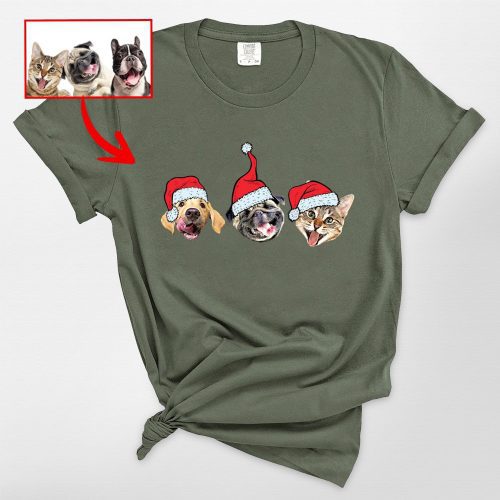 Pawarts | Cute Customized Dog Comfort Color T-shirt For Human [Lovely Xmas Gift] - Pawarts