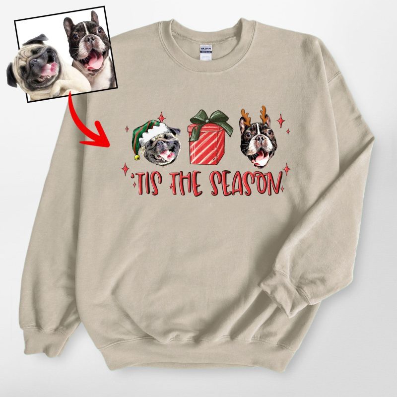 Pawarts | [Tis The Season] Customized Dog Portrait Sweatshirt For Human - Pawarts