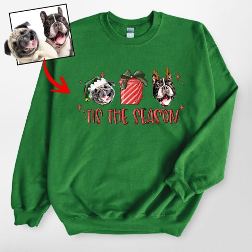 Pawarts | [Tis The Season] Customized Dog Portrait Sweatshirt For Human - Pawarts